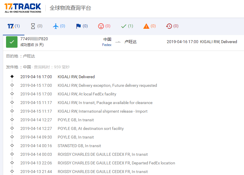 深圳联邦-IP到卢旺达签收时效